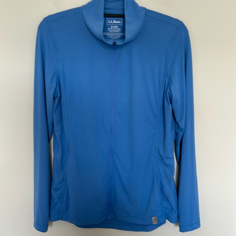 L.L. Bean Athletic Zip Up Jacket Blue Medium Reg 513111 Textured Activewear